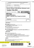 Pearson Edexcel International Advanced Level Advanced Subsidiary UNIT 1: Molecules, Diet, Transport and  Health Question Paper May 2024 