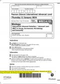 Pearson Edexcel International Advanced Level International Advanced Subsidiary / Advanced Level UNIT 4:  Energy, Environment, Microbiology and Immunity QP January 2024 