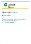 Pearson Edexcel International Advanced Level In Business (WBS14) Paper 01 Unit 4: Global business Mark Scheme (Results) Summer 2024