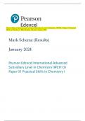 Pearson Edexcel International Advanced Subsidiary Level in Chemistry (WCH13) Paper 01 Practical  Skills in Chemistry I Mark Scheme (Results) January 2024