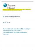 Pearson Edexcel International Advanced Level in Chemistry (WCH15) Paper 01 Transition Metals  and Organic Nitrogen Chemistry Mark Scheme (Results) June 2024