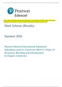 Pearson Edexcel International Advanced Subsidiary Level In Chemistry (WCH11) Paper 01 Structure,  Bonding and Introduction to Organic Chemistry Mark Scheme (Results) Summer 2024