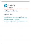 Pearson Edexcel International Advanced Level In Economics (WEC14) Paper 01 Unit 4: Developments in the global  economy Mark Scheme (Results) Summer 2024