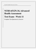 WALDEN UNIVERSITY | FINAL EXAM_ WEEK 11 NURS-6512N-34, ADVANCED HEALTH ASSESSMENT  Test Exam - Week 11 Complete Test Questions & Answers