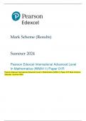 Pearson Edexcel International Advanced Level In Mathematics (WMA11) Paper 01R Mark Scheme  (Results) Summer 2024