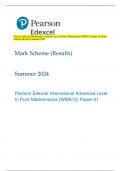 Pearson Edexcel International Advanced Level In Pure Mathematics (WMA12) Paper 01 Mark  Scheme (Results) Summer 2024