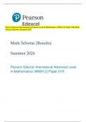 Pearson Edexcel International Advanced Level In Mathematics (WMA12) Paper 01R Mark  Scheme (Results) Summer 2024