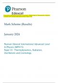 Pearson Edexcel International Advanced Level In Physics (WPH15) Paper 01: Thermodynamics, Radiation,  Oscillations and Cosmology Mark Scheme (Results) January 2024