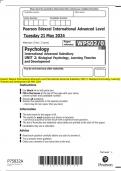 Pearson Edexcel International Advanced Level International Advanced Subsidiary UNIT 2: Biological Psychology, Learning  Theories and Development QP MAY 2024