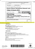 Pearson Edexcel International Advanced Level International Advanced Subsidiary UNIT 2: Biological Psychology, Learning Theories  and Development QP JANAURY 2024