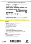 Pearson Edexcel International Advanced Level International Advanced Subsidiary UNIT 1: Social and Cognitive Psychology QP  JANUARY 2024