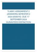 Exam (elaborations)TLI4801 Assignment 2 (COMPLETE ANSWERS) Semester 2 2024 (658416) - DUE 17 September 2024