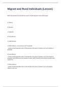 Migrant and Rural Individuals (Lesson)questions with answers graded A+