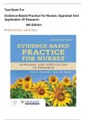 Test Bank- Evidence-Based Practice for Nurses: Appraisal and Application of Research 6th Edition By Schmidt Brown, Latest Edition 