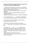 Nutrition 327 Nutrition Through the Life Cycle Exam 3 (Ch. 10-14) Questions With Complete Solutions