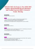 NSG221/ NSG 221 Exam 2: (New 2024/ 2025 Update) Mental Health Review| Questions  and Verified Answers| 100% Correct| A Grade– Herzing 