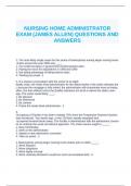 NURSING HOME ADMINISTRATOR EXAM (JAMES ALLEN) QUESTIONS AND ANSWERS