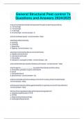 General Structural Pest control 7a Questions and Answers 2024/2025