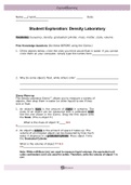 Gizmo Warm-up Student Exploration: Density Laboratory