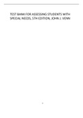 TEST BANK FOR ASSESSING STUDENTS WITH SPECIAL NEEDS, 5TH EDITION, JOHN J. VENN.