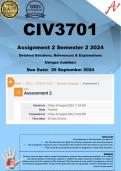 CIV3701  Assignment 2 (COMPLETE ANSWERS) Semester 2 2024 - DUE 26 September 2024 