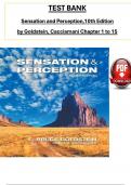 TEST BANK For Sensation and Perception,10th Edition by Goldstein & Brockmole, ISBN: 9781305580299, All 15 Chapters Covered, Verified Latest Edition