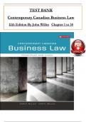 TEST BANK For Contemporary Canadian Business Law 12th Canadian Edition By John Willes, ISBN: 9781259654893, All 35 Chapters Covered, Verified Latest Edition