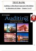 TEST BANK For Auditing: A Risk Based-Approach 12th Edition by Zehms & Rittenberg, ISBN: 9780357721872, All 15 Chapters Covered, Verified Latest Edition