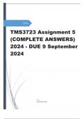 TMS3723 Assignment 5 (COMPLETE ANSWERS) 2024 - DUE 9 September 2024