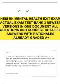 HESI RN MENTAL HEALTH EXIT EXAM ACTUAL EXAM TEST BANK 3 NEWEST VERSIONS IN ONE DOCUMENT ALL QUESTIONS AND CORRECT DETAILED ANSWERS WITH RATIONALES |ALREADY GRADED A+