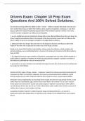  Drivers Exam: Chapter 10 Prep Exam Questions And 100% Solved Solutions.