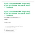 Egan Fundamentals Of Respiratory Care 10th Edition Kacmarek Stoller – Test Bank