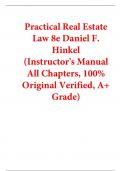 Instructor's Manual For Practical Real Estate Law 8th Edition By Daniel F. Hinkel (All Chapters, 100% Original Verified, A+ Grade)