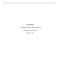 Chamberlain College of Nursing NURSING NR 304NR304 Health assessment.(Health History Chamberlain University College of Nursing NR 304: Health Assessment II April 12th, 2021)