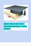 CHAMBERLAIN COLLEGE OF NURSING NR 601 PRACTICE TEST 2 & EXAM REVIEW: LATEST UPDATE