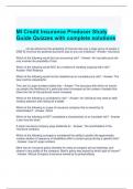 MI Credit Insurance Producer Study Guide Quizzes with complete solutions