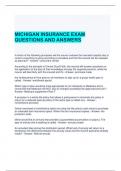 MICHIGAN INSURANCE EXAM QUESTIONS AND ANSWERS 2024