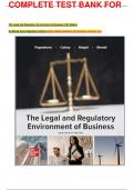 COMPLETE TEST BANK FOR The Legal and Regulatory Environment of Business 19th Edition by Marisa Anne Pagnattaro (Author) latest update Question And Answers (Answer key)