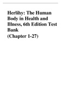 Herlihy: The Human Body in Health and Illness, 6th Edition Test Bank (Chapter 1-27)