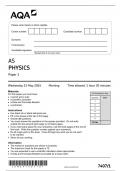 AS LEVEL AQA PHYSICS QUESTION PAPER 1 2024