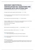 INPATIENT OBSTETRICAL CERTIFICATION NCC QUESTIONS AND ANSWERS WITH SOLUTIONS 2024