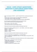 HCCA - CHPC STUDY QUESTIONS (MASTER FLASHCARDS) QUESTIONS AND ANSWERS