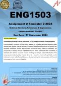 ENG1503 Assignment 2 (COMPLETE ANSWERS) Semester 2 2024 (594942) - DUE 17 September 2024