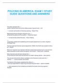 POLICING IN AMERICA: EXAM 1 STUDY GUIDE QUESTIONS AND ANSWERS