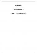 CSP4801 Assignment 5 Due 7 October 2024 (Detailed Answers)