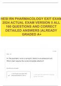 HESI RN PHARMACOLOGY EXIT EXAM 2024 ACTUAL EXAM VERSION 5 ALL 160 QUESTIONS AND CORRECT DETAILED ANSWERS |ALREADY GRADED A+