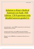 Solution to Kinn's Medical Assistant test bank  14th Edition- CH 8 questions with detailed answers graded A+