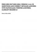 PEDS HESI EXIT 2023-2024 VERSION 4 ALL 55 QUESTIONS AND CORRECT DETAILED ANSWERS WITH RATIONALES (VERIFIED ANSWERS) |ALREADY GRADED A+