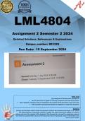 LML4804 Assignment 2 (COMPLETE ANSWERS) Semester 2 2024 (803320) - DUE 10 September 2024 