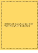 NR501 Week 8: Nursing Theory Quiz| NR 501 Week 8 Nursing Theory Quiz (Solutions).